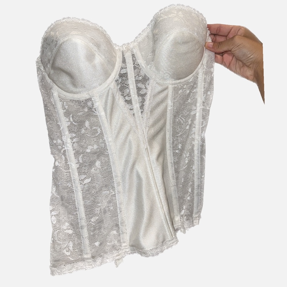 White Vintage strapless corset bustier size 34B